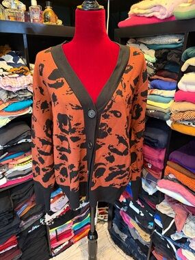 #431. Worthington Print Cardigan. 2x